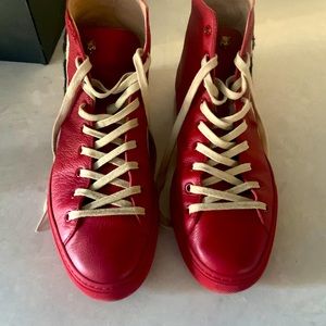 Gucci Red Leather High-top With Panther